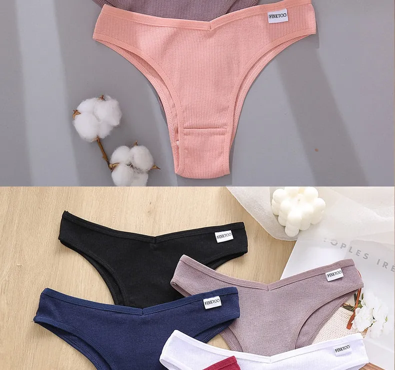 3 Pack Cotton Mix Lingerie Thongs Underwear Low-Rise Underpant Women's Panties Bikini Briefs