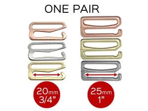 3/4" (20mm) or 1" (25mm) Bra Strap Slider Hooks- Set of 2