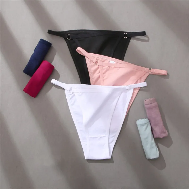 5 Pack Set Underwear Cotton Panties Lingerie Underpants Hoop Design Waistband Briefs Intimate Bikini Panty