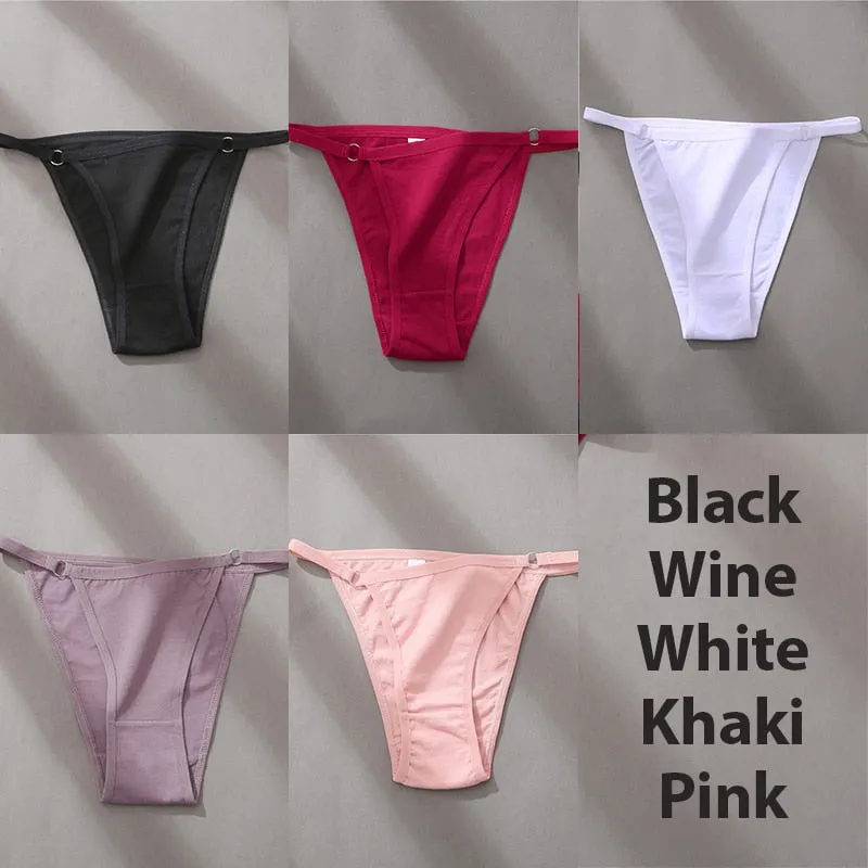 5 Pack Set Underwear Cotton Panties Lingerie Underpants Hoop Design Waistband Briefs Intimate Bikini Panty