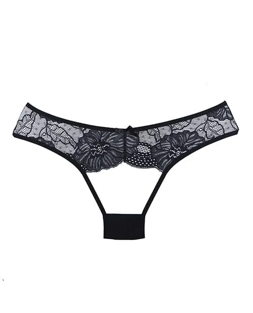 Adore Kiss Mesh & Lace Open Panty Black One Size Fits Most