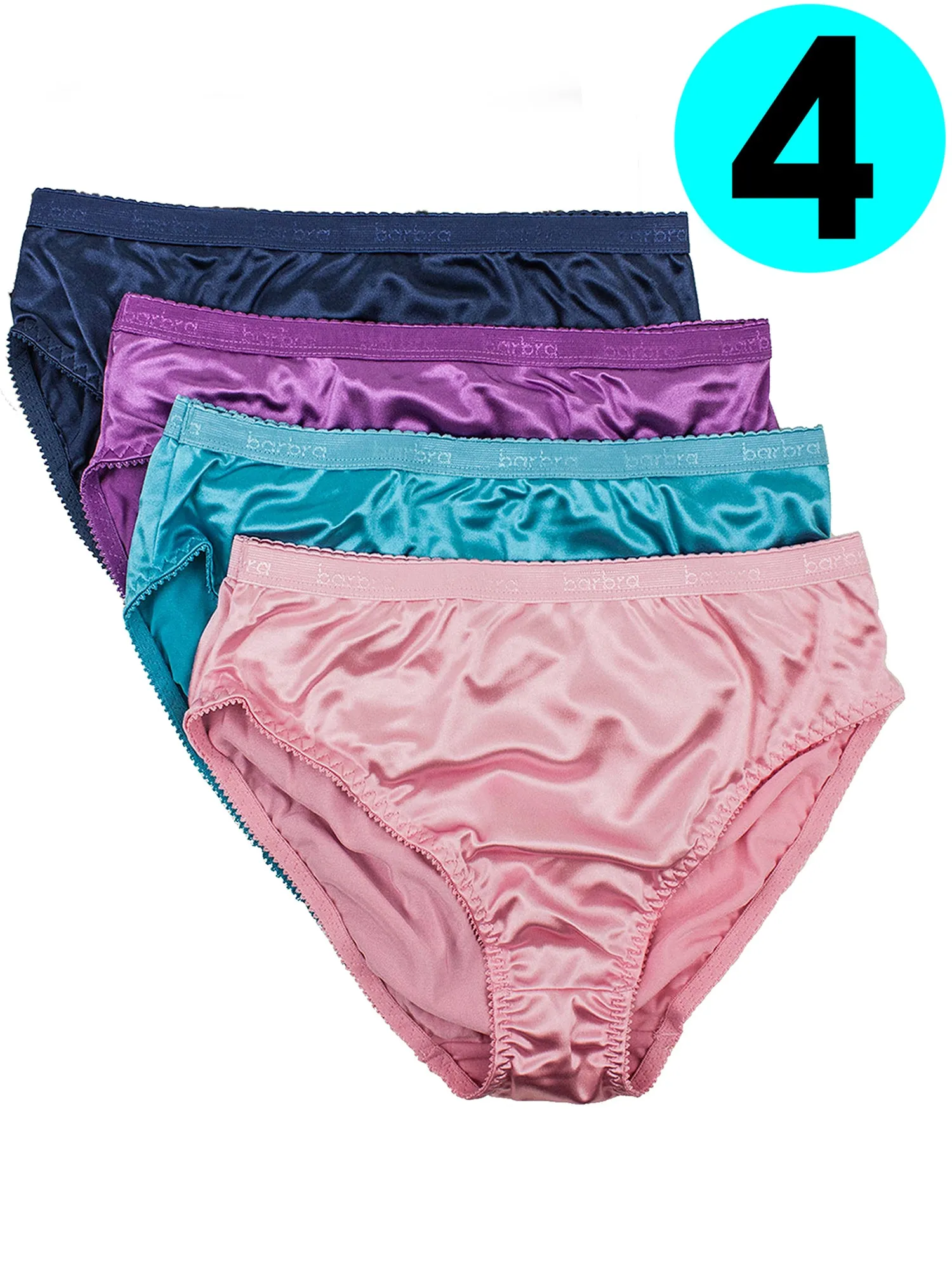 Barbra Women's Panties Silky Sexy Satin Bikini Small to Plus Sizes Multi-Pack