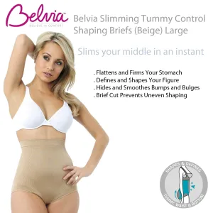 Belvia Slimming Tummy Control Shaping Briefs (Beige) Large