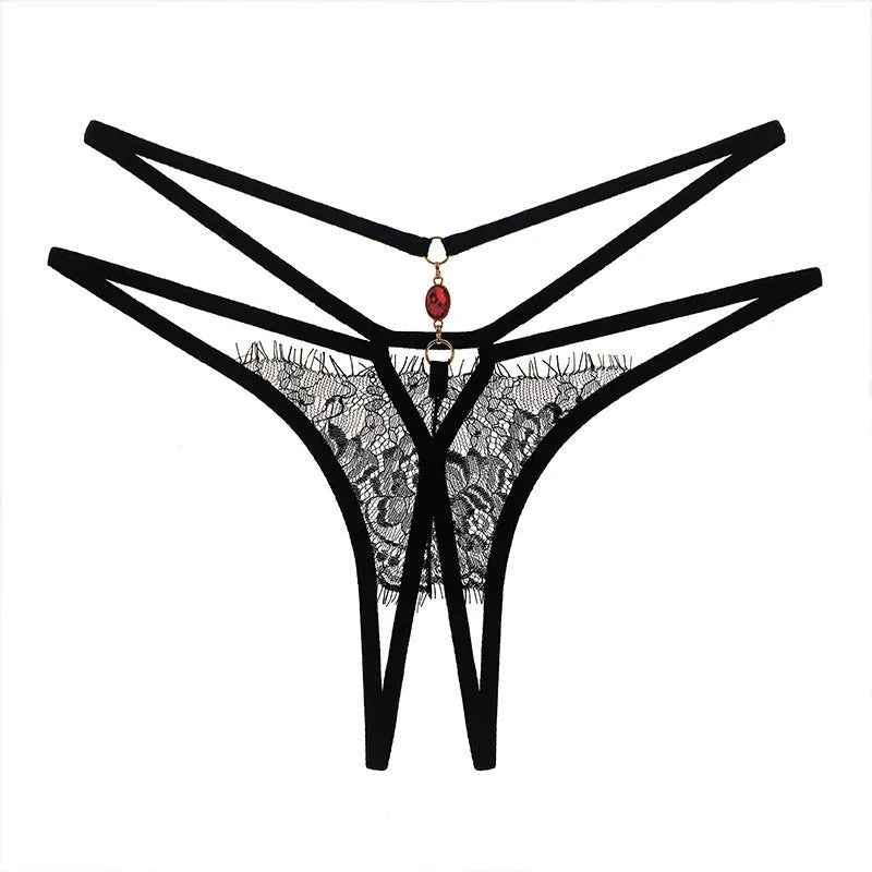 Butterfly Cutout Style Thongs with Jeweled Detailing