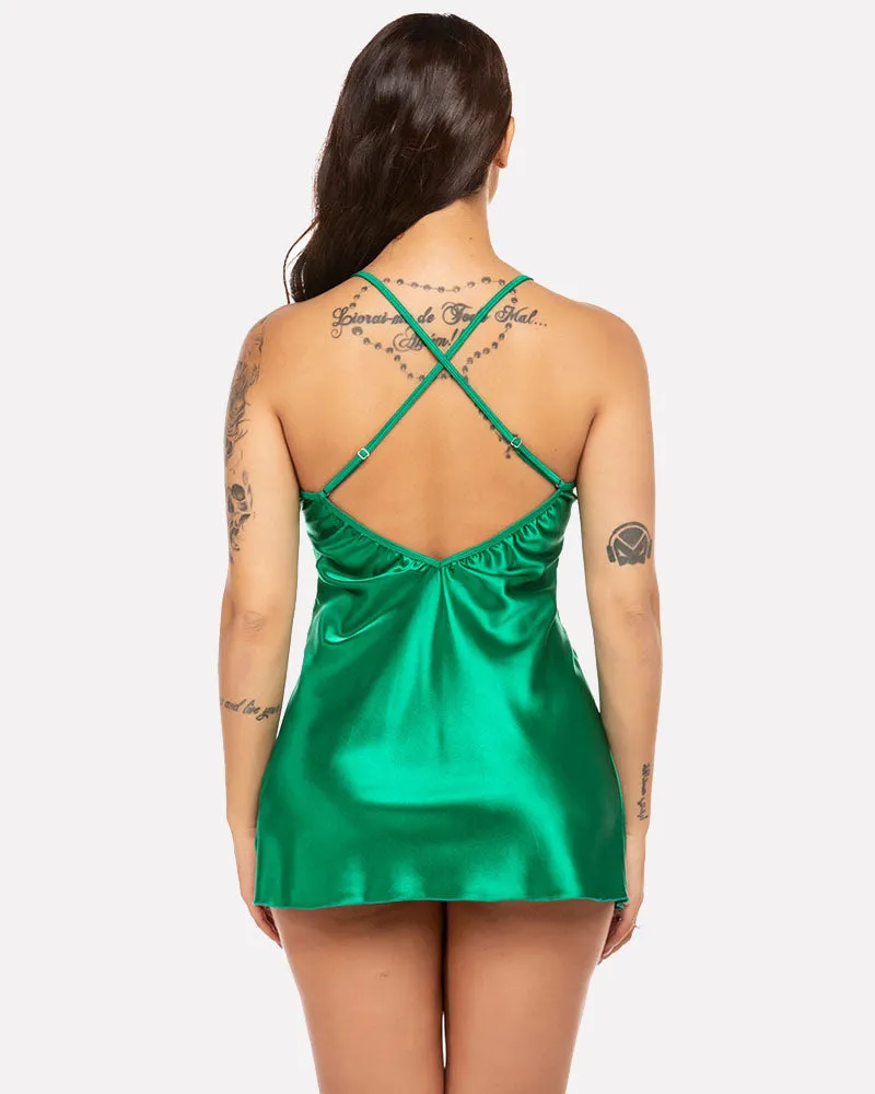 Christmas Satin Lingerie Santa Chemise