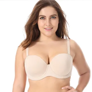 Contour Multiway Strapless Plus Size Underwire Nude Full Coverage Bra