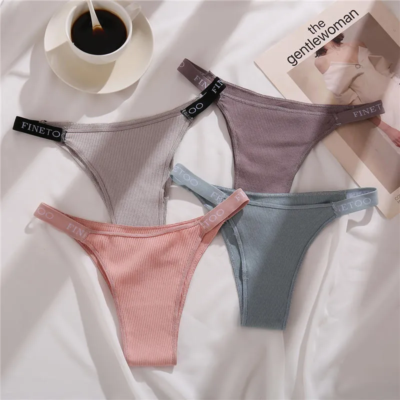 Cotton Mix Letter Waist Panties Underpants Comfortable Underwear Thong Pantys Intimates