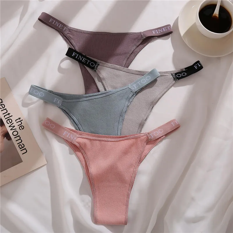 Cotton Mix Letter Waist Panties Underpants Comfortable Underwear Thong Pantys Intimates