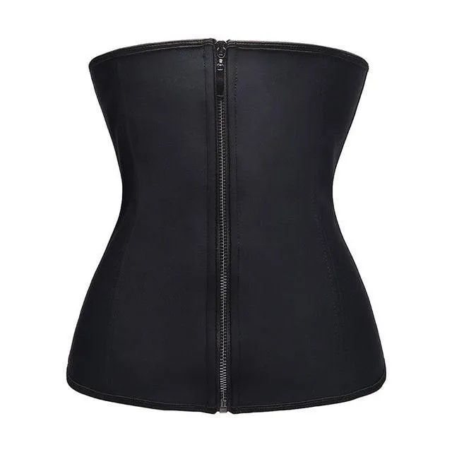 Cute Women's Latex Waist Trainer Body Shaper Corsets with Zipper Cincher Corset Top Slimming Belt Black Shapers Shapewear Plus Size(FH)(FHW1)(1U31)(1U24)