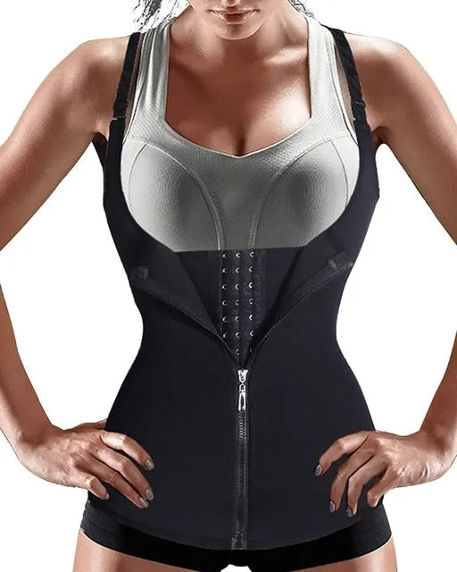 CXZD Women Waist Trainer Push Up Vest Tummy Belly Girdle Body Shaper Waist Cincher Corset Zipper Vest Plus Size S-4XL Shaperwear