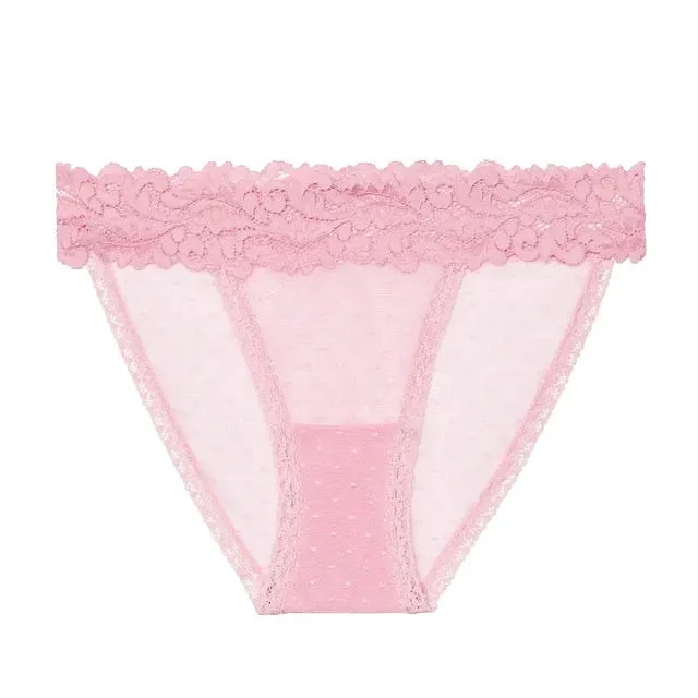 Dot Mesh Lace Underwear Low-waist Briefs Transparent intimates Lingerie Thong Sexy Panties