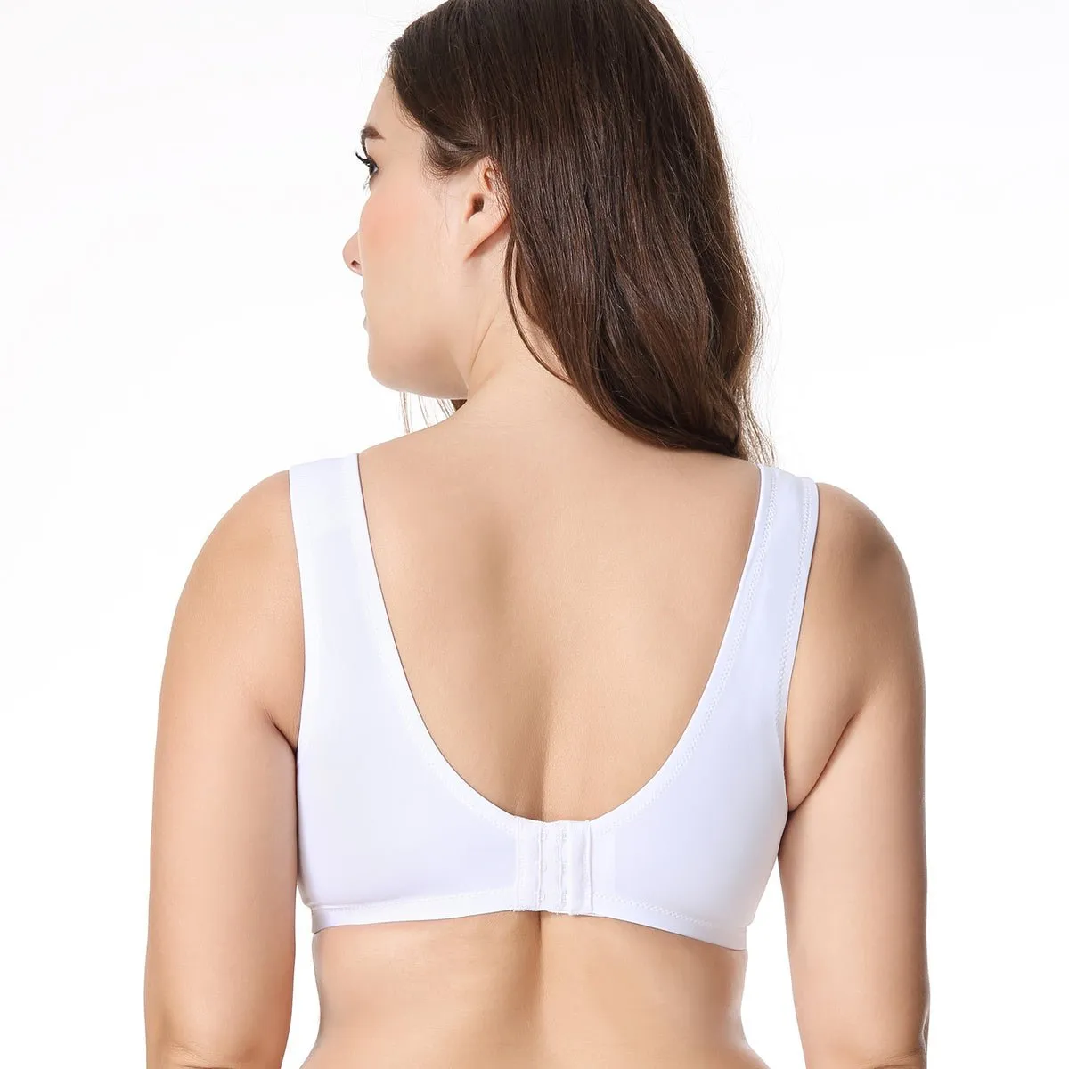 Easy Pull-aside Wireless Breastfeeding Support White Nursing Bra