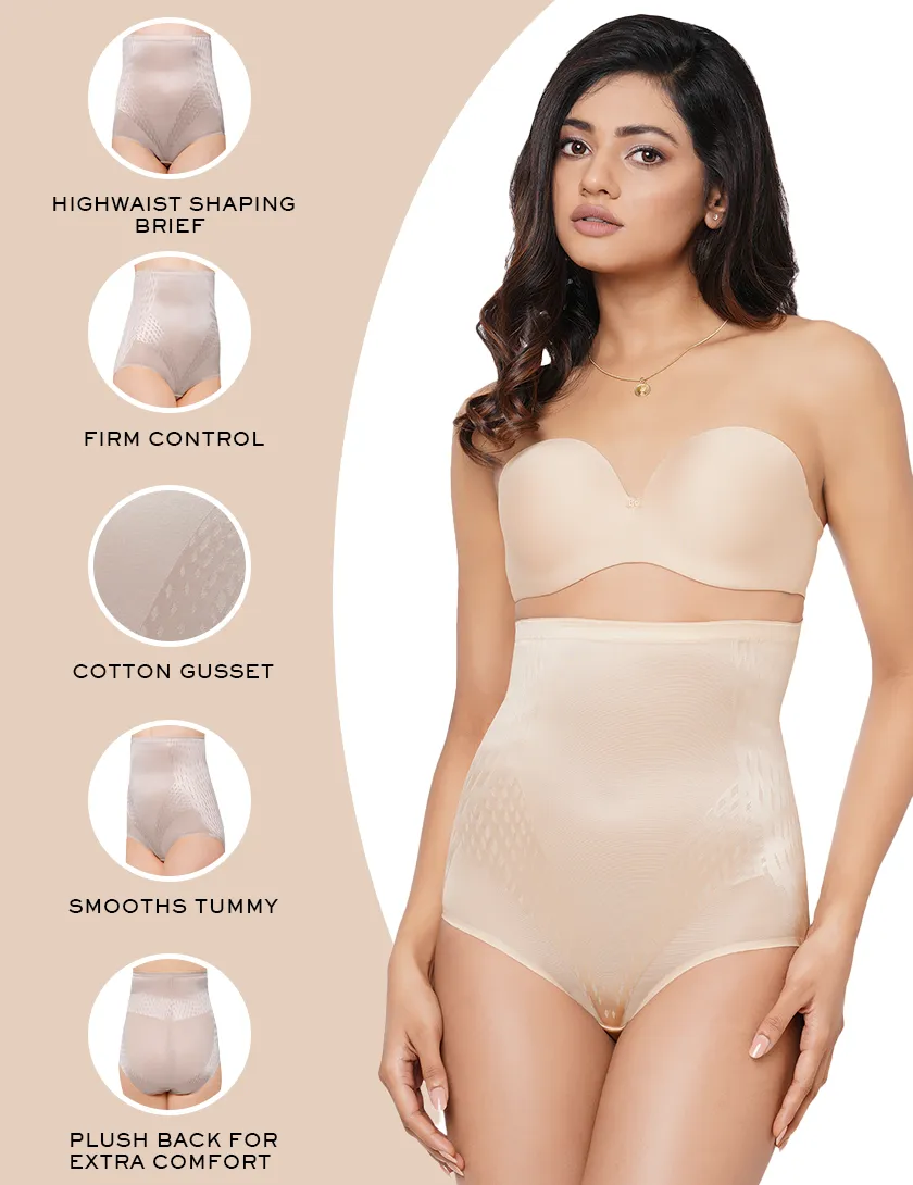 Elevated Allure High Waist Tummy Tucker Shaping Brief Shapewear - Beige