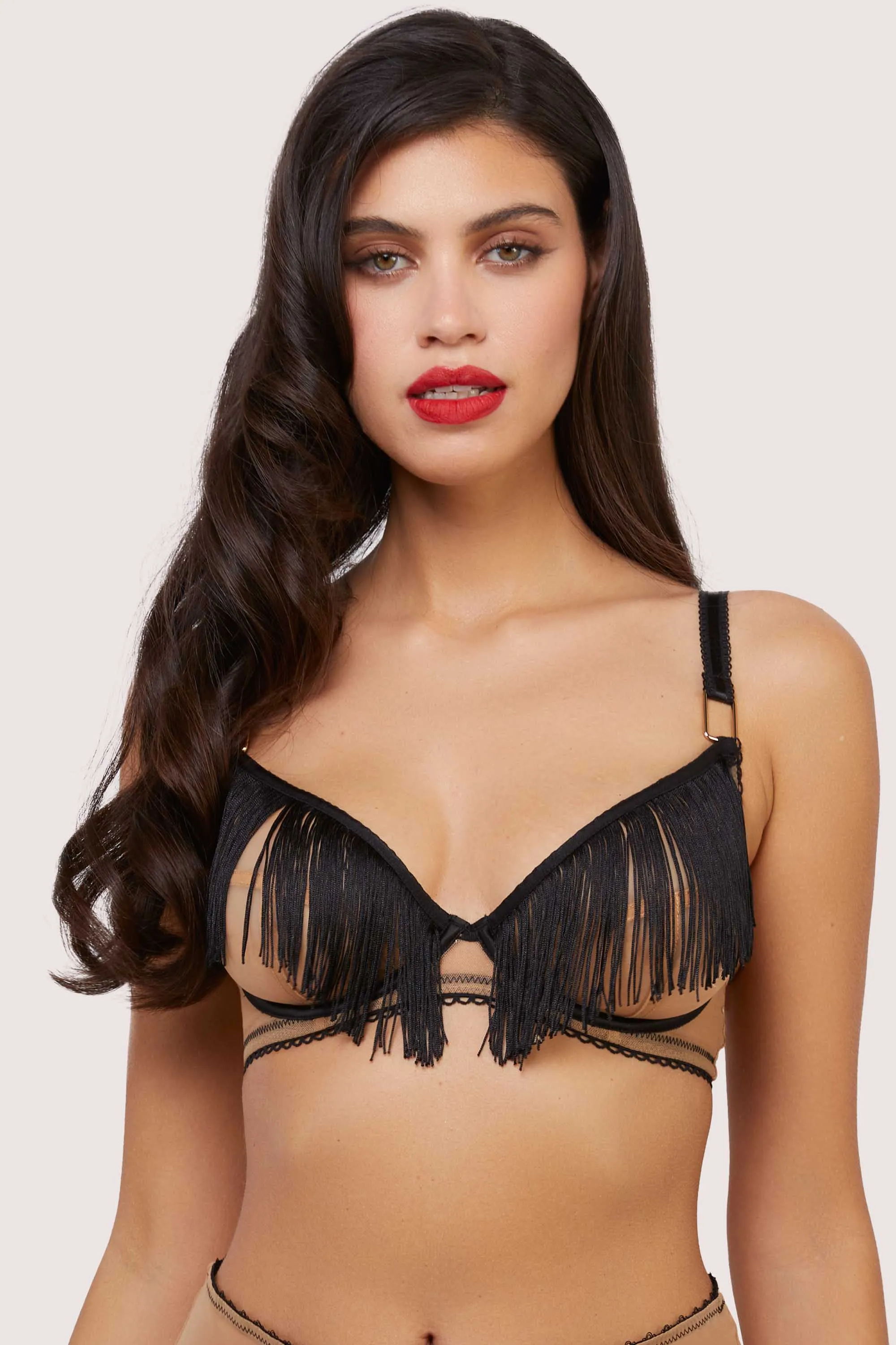 Esme Illusion Net and Fringe Push Up Plunge Set