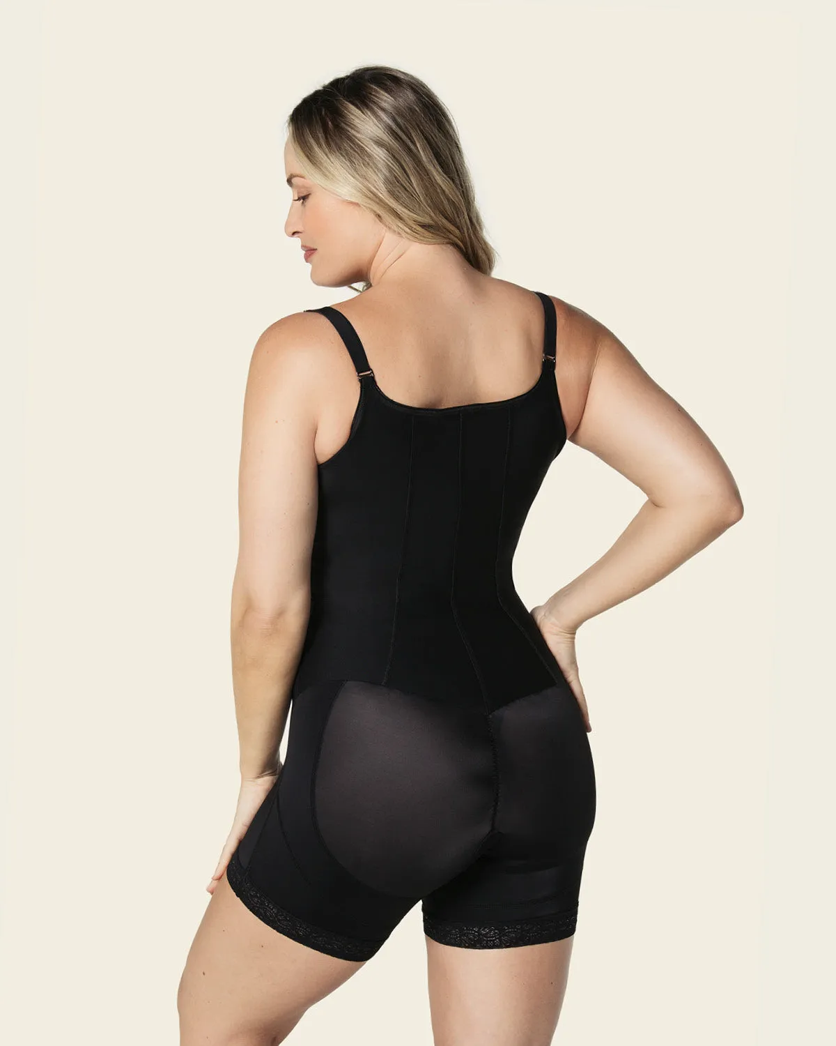 Firm Compression Boyshort Body Shaper with Butt Lifter (Front Hook-And-Eye Closure)