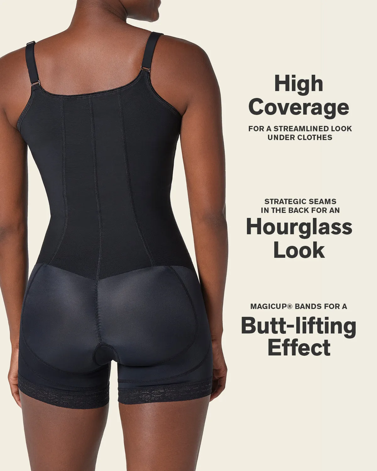 Firm Compression Boyshort Body Shaper with Butt Lifter (Front Hook-And-Eye Closure)