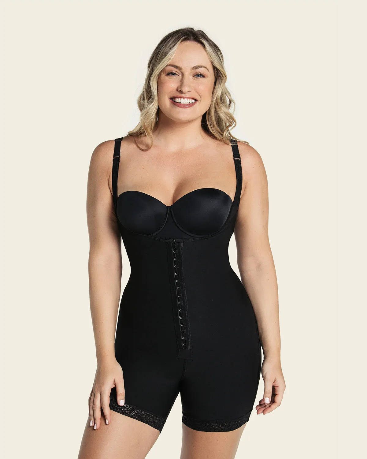 Firm Compression Boyshort Body Shaper with Butt Lifter (Front Hook-And-Eye Closure)