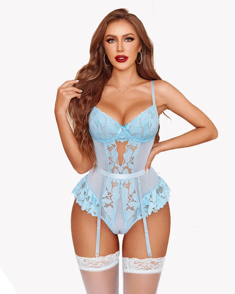 Garter Lingerie Set Underwired Teddy