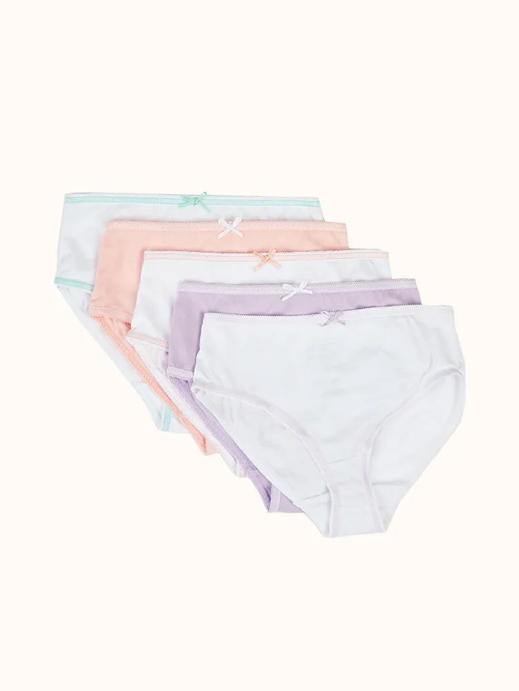 Girls' Basic Cotton Briefs (5 Pack) - Assorted Colors