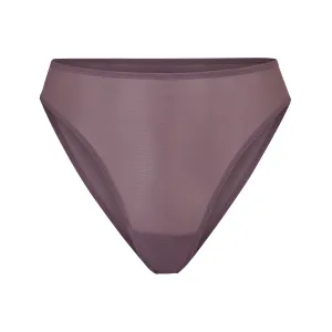 HIGH CUT MESH BIKINI BRIEF | PLUM