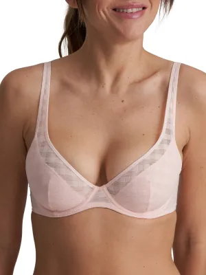 Jereme Half Padded Plunge Bra - Glossy Pink