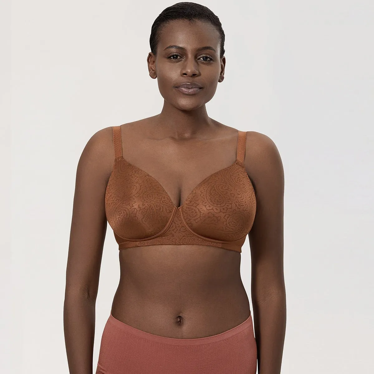 Maximum Comfort Wirefree Banded Frame Brown Full Coverage Bra