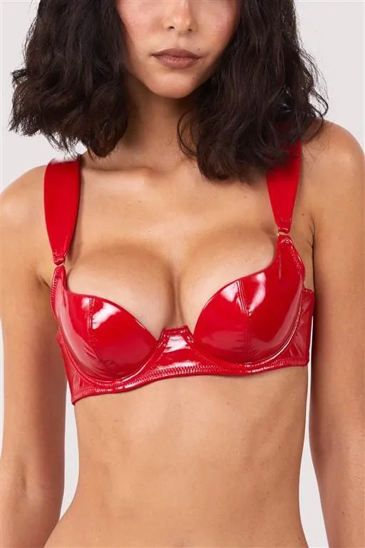 Maxine Red PVC Plunge Bra