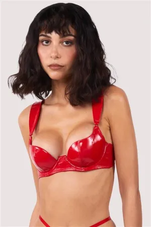 Maxine Red PVC Plunge Bra