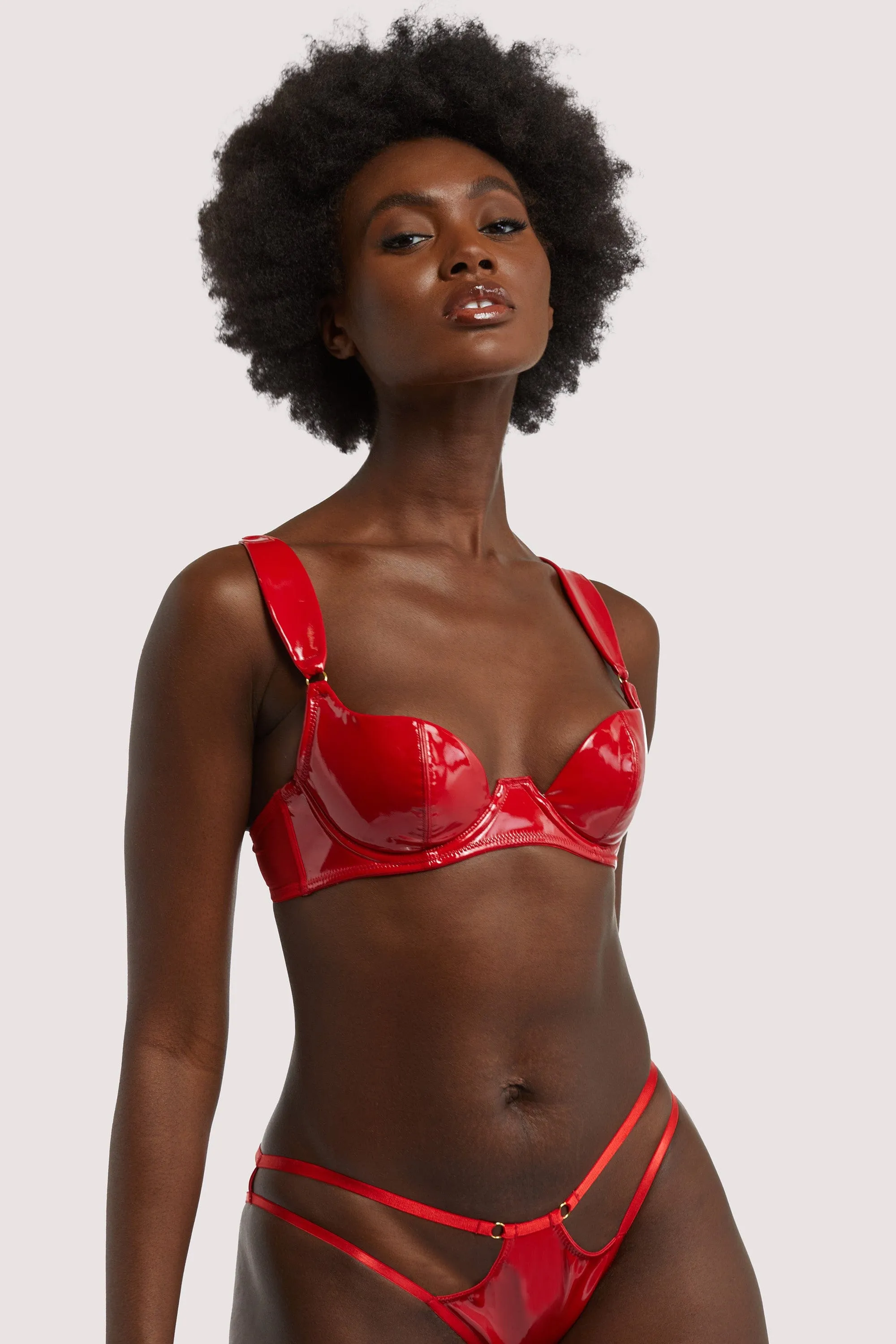 Maxine Red PVC Plunge Bra