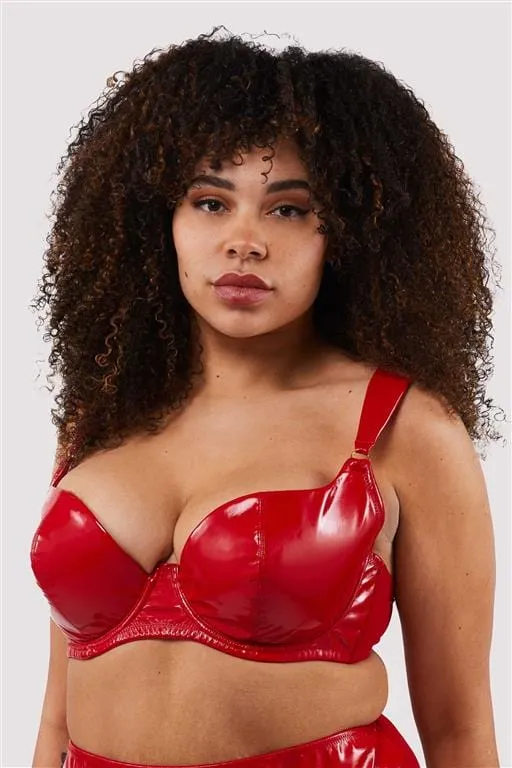 Maxine Red PVC Plunge Bra