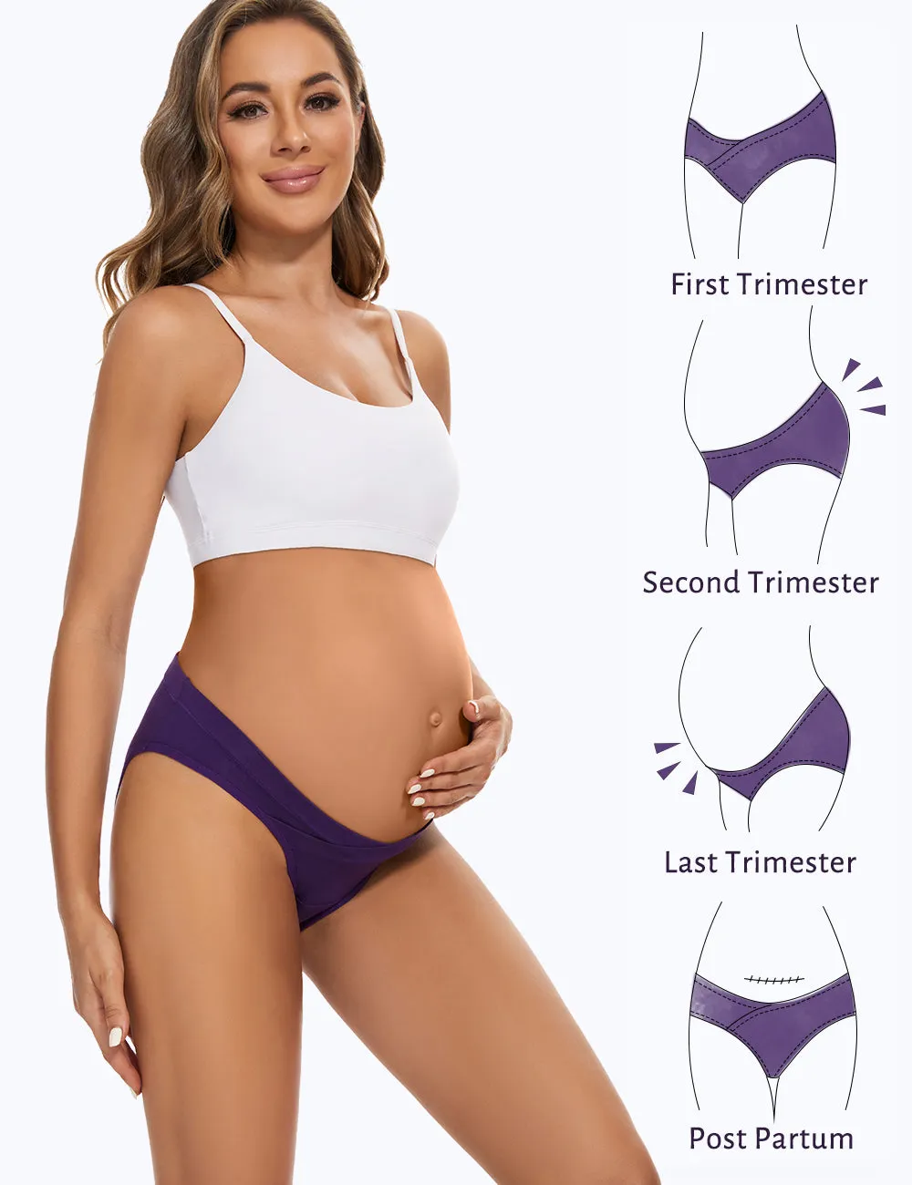 Molasus Cotton Crossover Maternity Underwear Under Bump Pregnancy Bikinis Panties