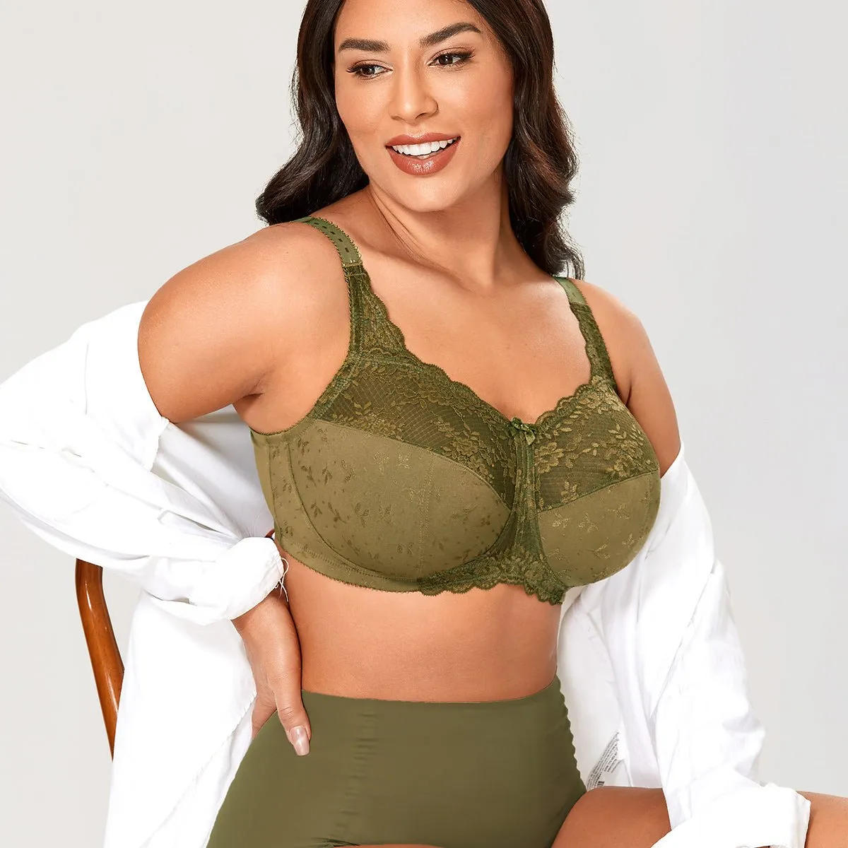 Natural Curve Wireless Olive Full Figure Bra