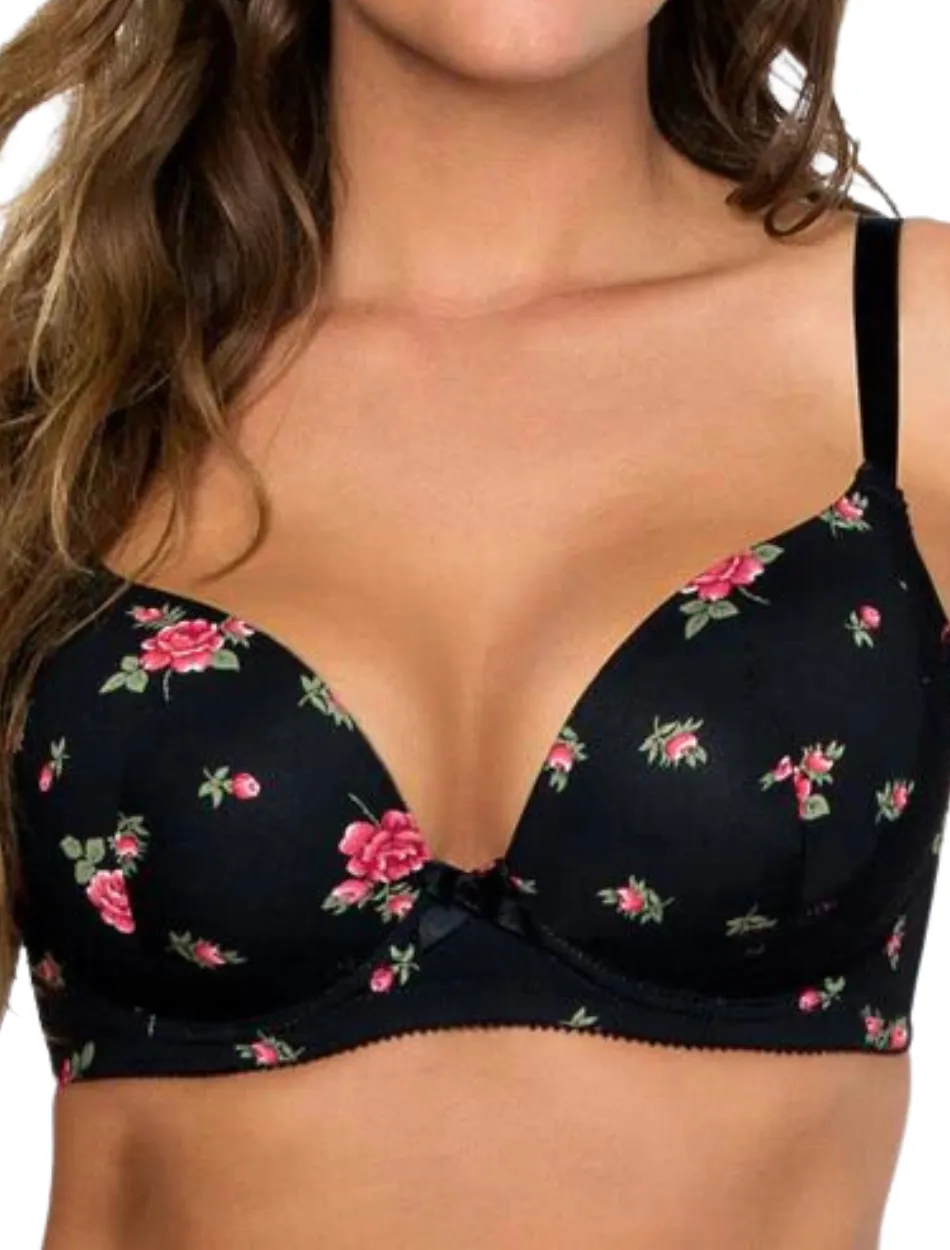 Parfait Casey Plunge Molded Underwire Bra, Black/Rose print | Parfait Casey Black Rose | Floral Parfait Casey