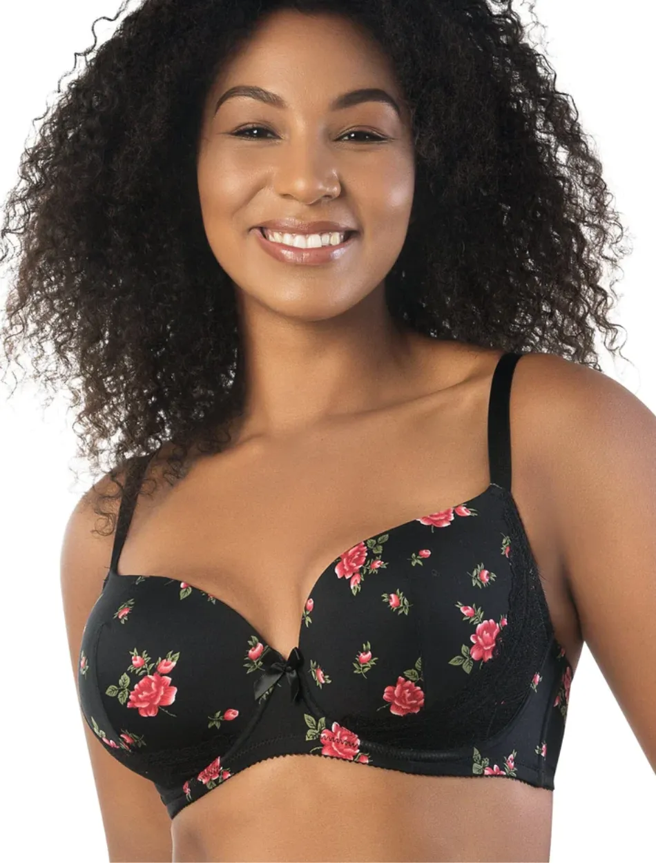 Parfait Casey Plunge Molded Underwire Bra, Black/Rose print | Parfait Casey Black Rose | Floral Parfait Casey