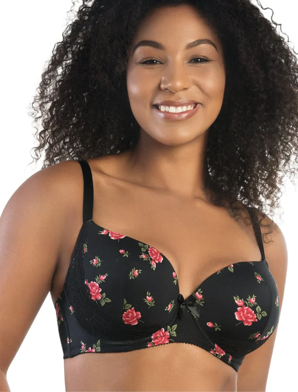 Parfait Casey Plunge Molded Underwire Bra, Black/Rose print | Parfait Casey Black Rose | Floral Parfait Casey