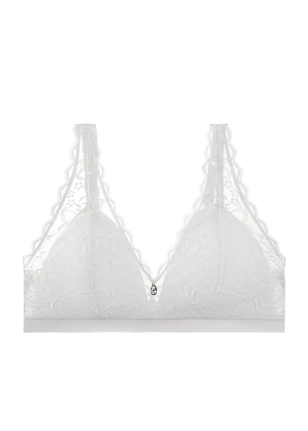 PEARL Plus White Lace Wireless Plunge Bra