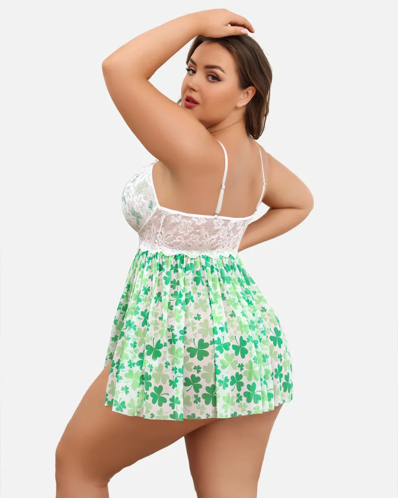 Plus Size Lace Heart Side Slit Nightdress