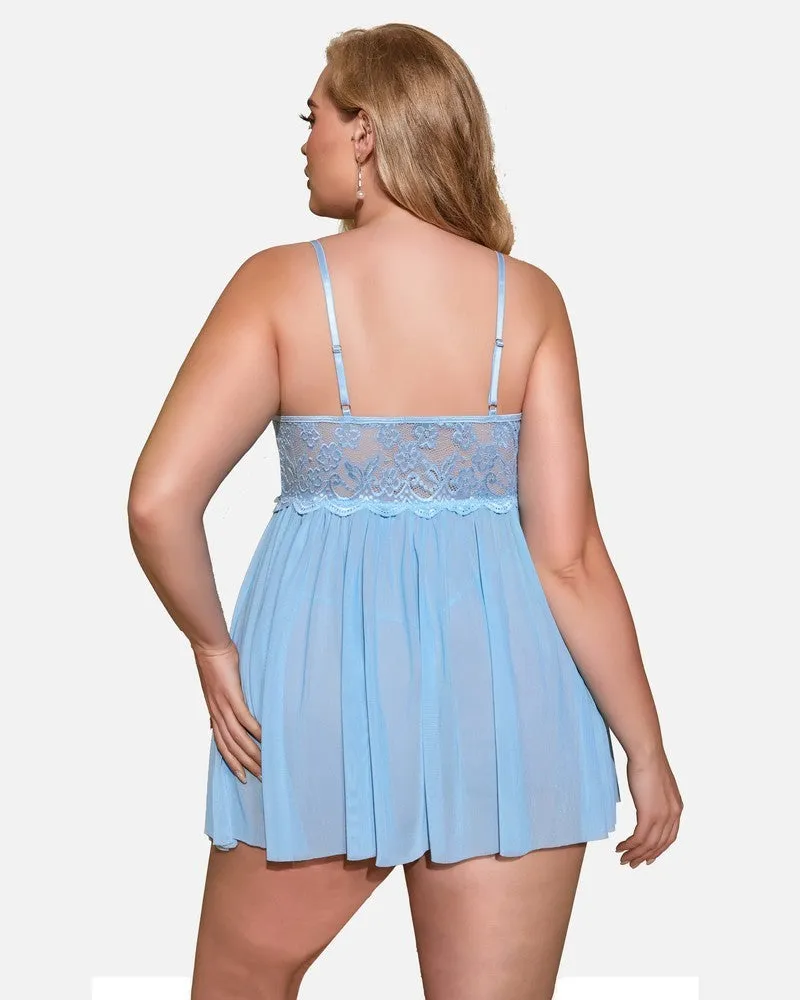 Plus Size Lace Heart Side Slit Nightdress