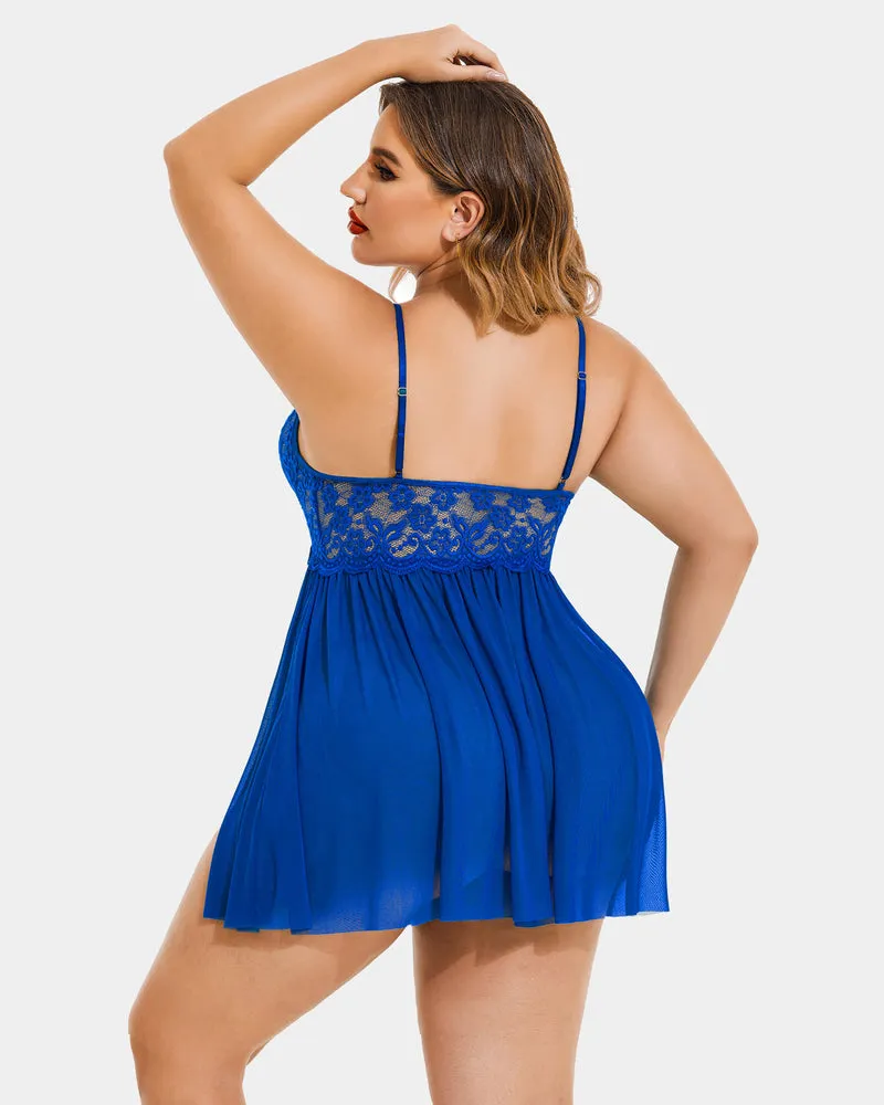 Plus Size Lace Heart Side Slit Nightdress