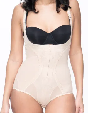 Powermesh Shapewear Bodysuit with Front Zipper