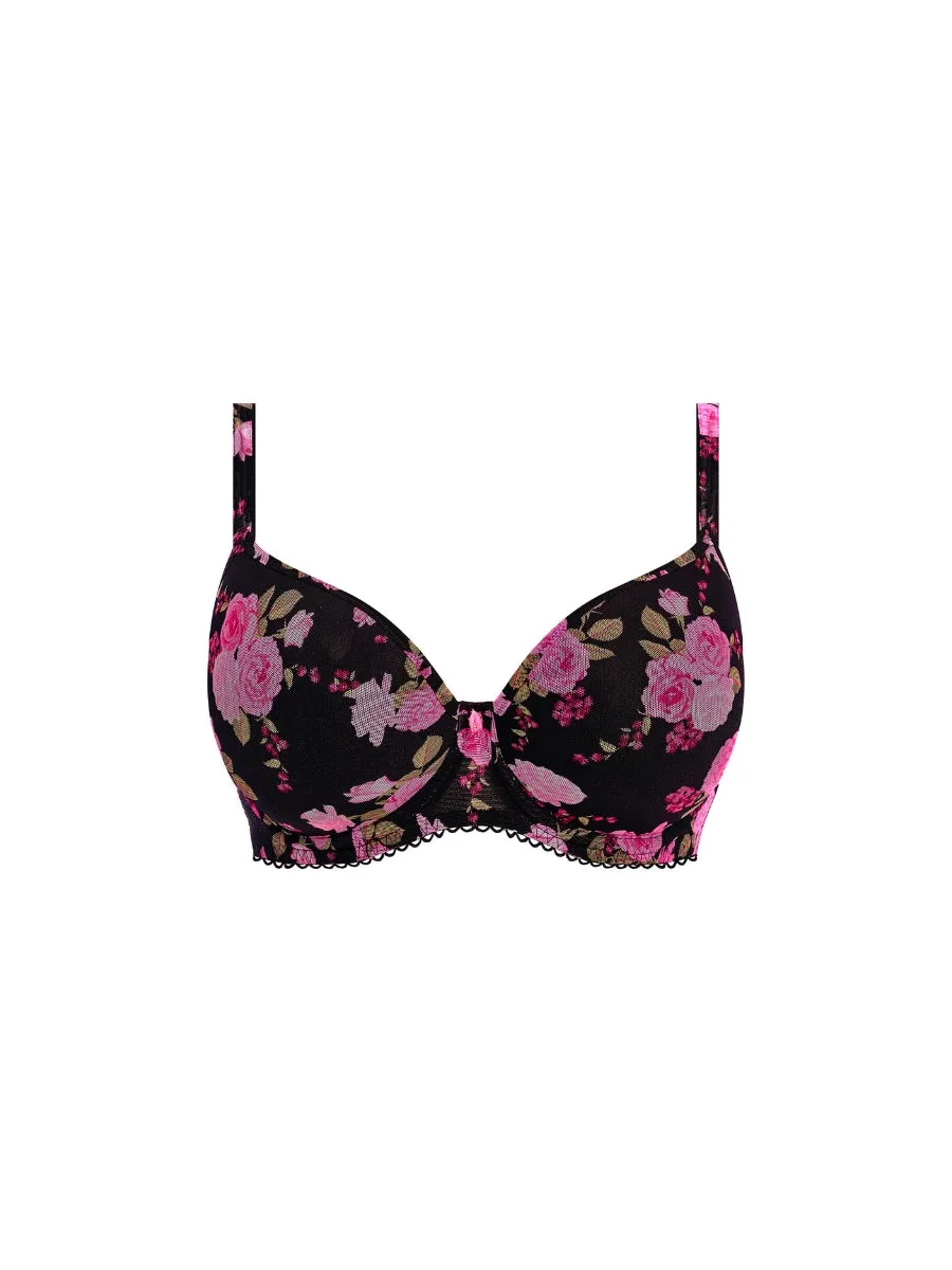 Rose Blossom Moulded Plunge T-Shirt Bra - Black Rose