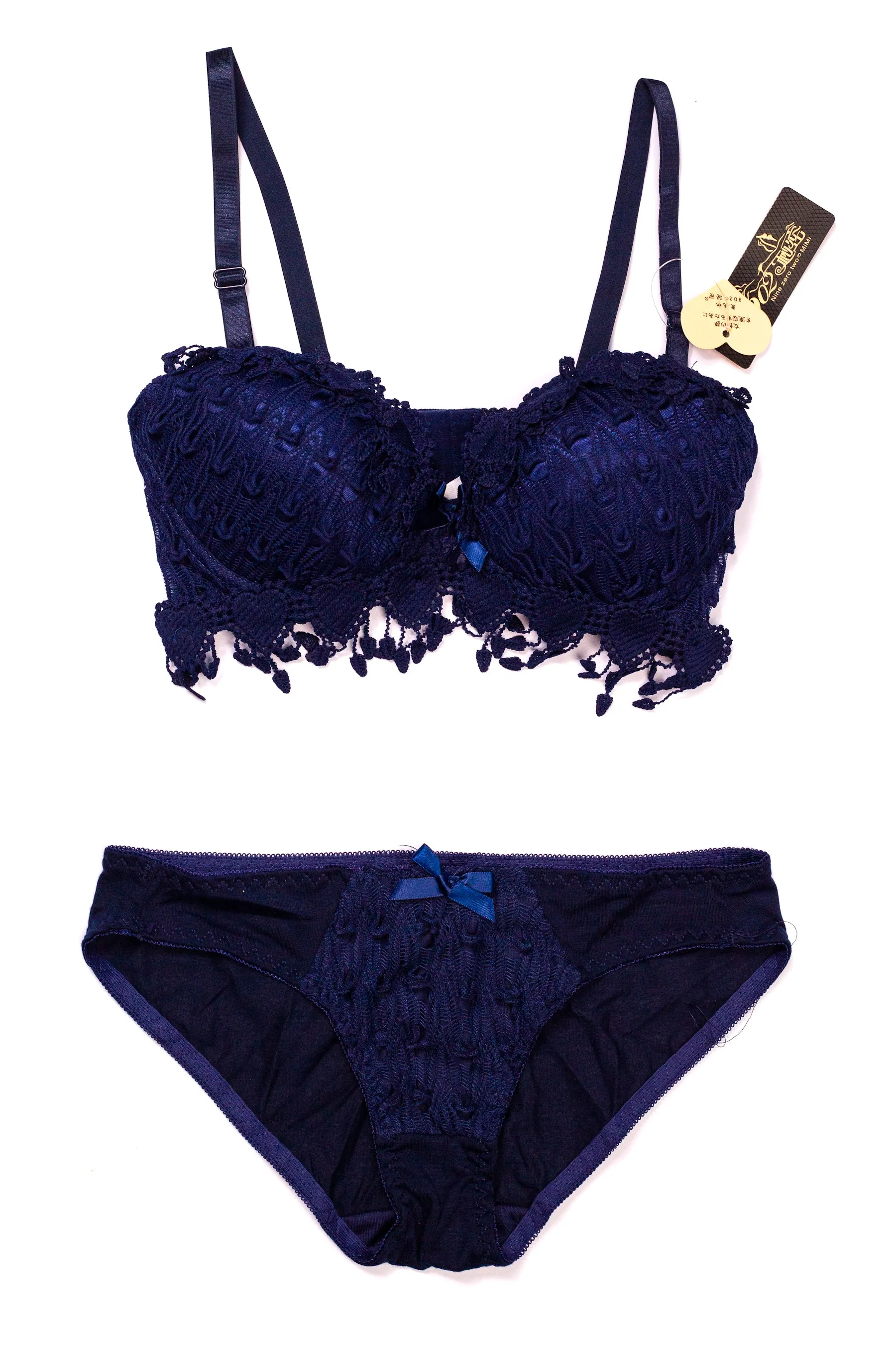 Sajiero Floral Embroidery Bella Padded Bra and Panty Set