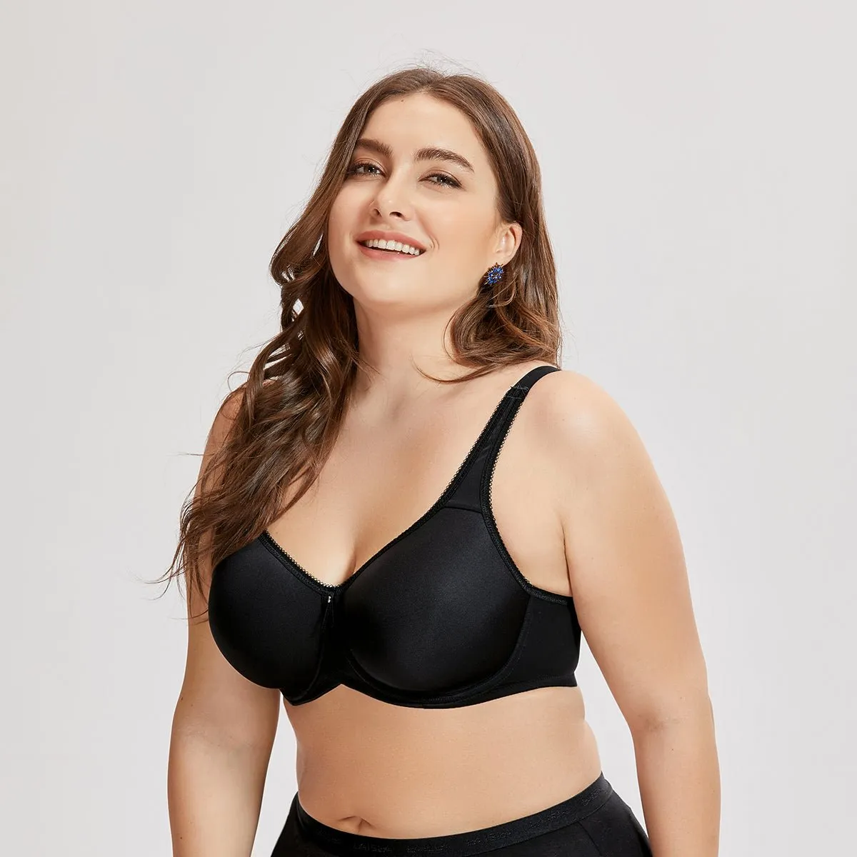 T-Shirt Seamless Padded Underwire Black Full Coverage Bra