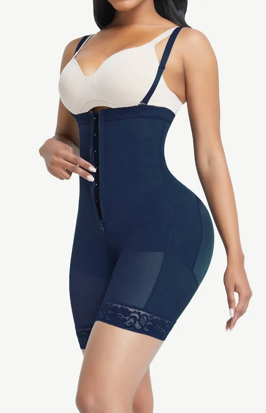 Wholesale Detachable Straps Post Surgery Full Body Shaper Zipper Abdominal Control