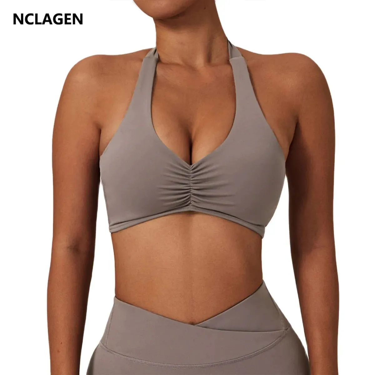 Women's Halter Sports Bra. Gym Yoga Top Workout Clothes.