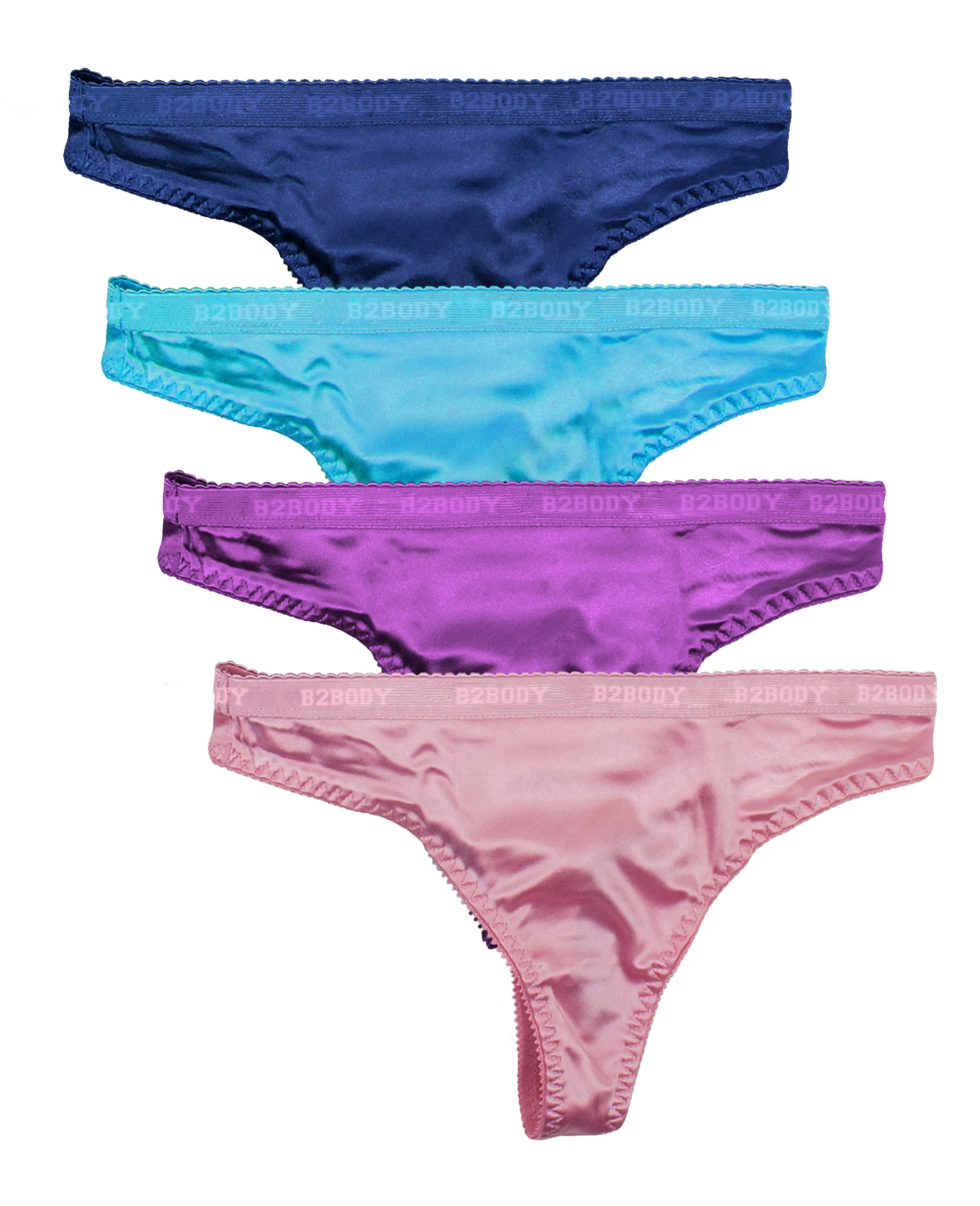 Women's Panties Sexy Satin Thong Underwear Small to Plus Size Multi-Pack