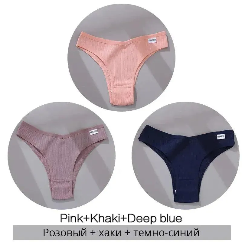 Women's  Sexy Cotton Brazilian Panties 3Pcs/set