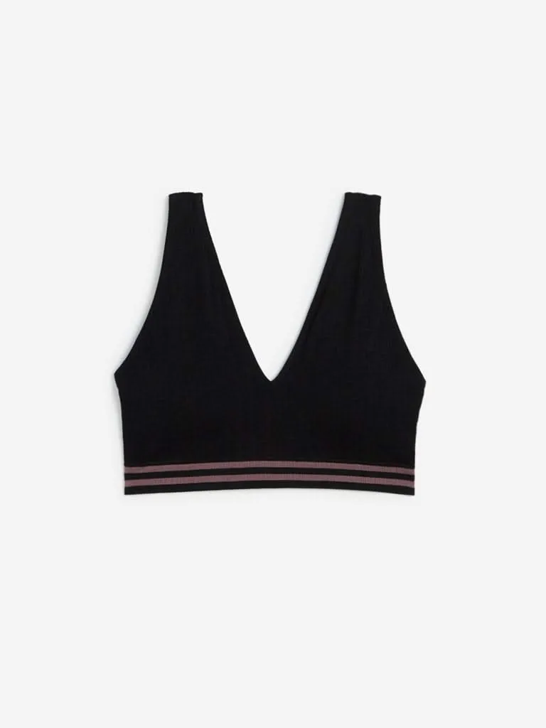 Wunderlove Black Padded Superstar Sports Bra