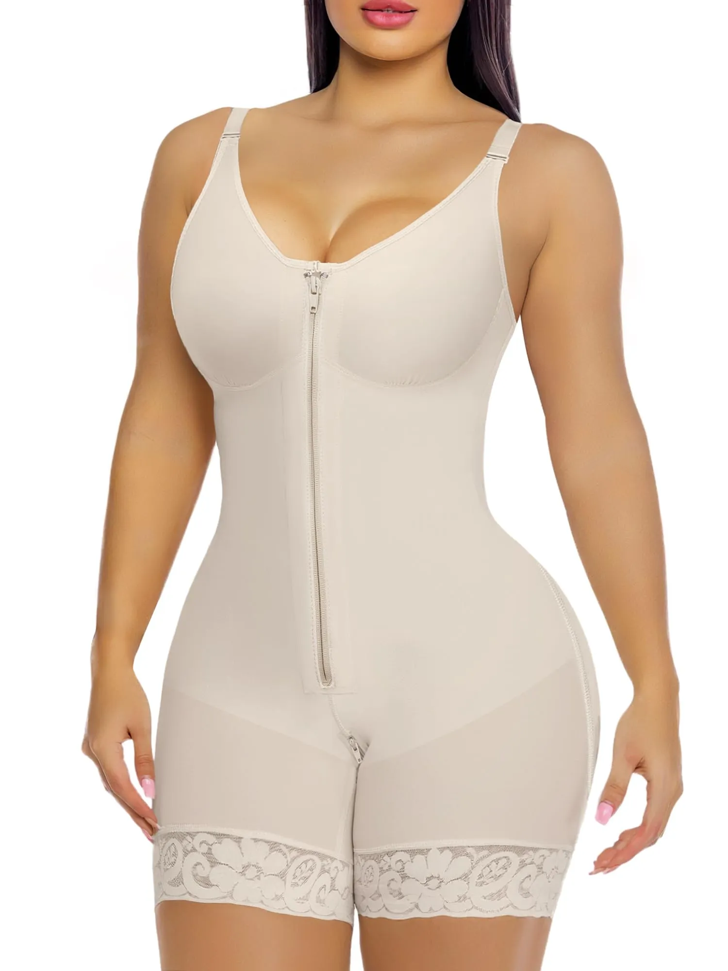 YIANNA Fajas Colombianas Postpartum Shapewear for Women Tummy Control Butt Lifter Body Shaper with Zipper Crotch