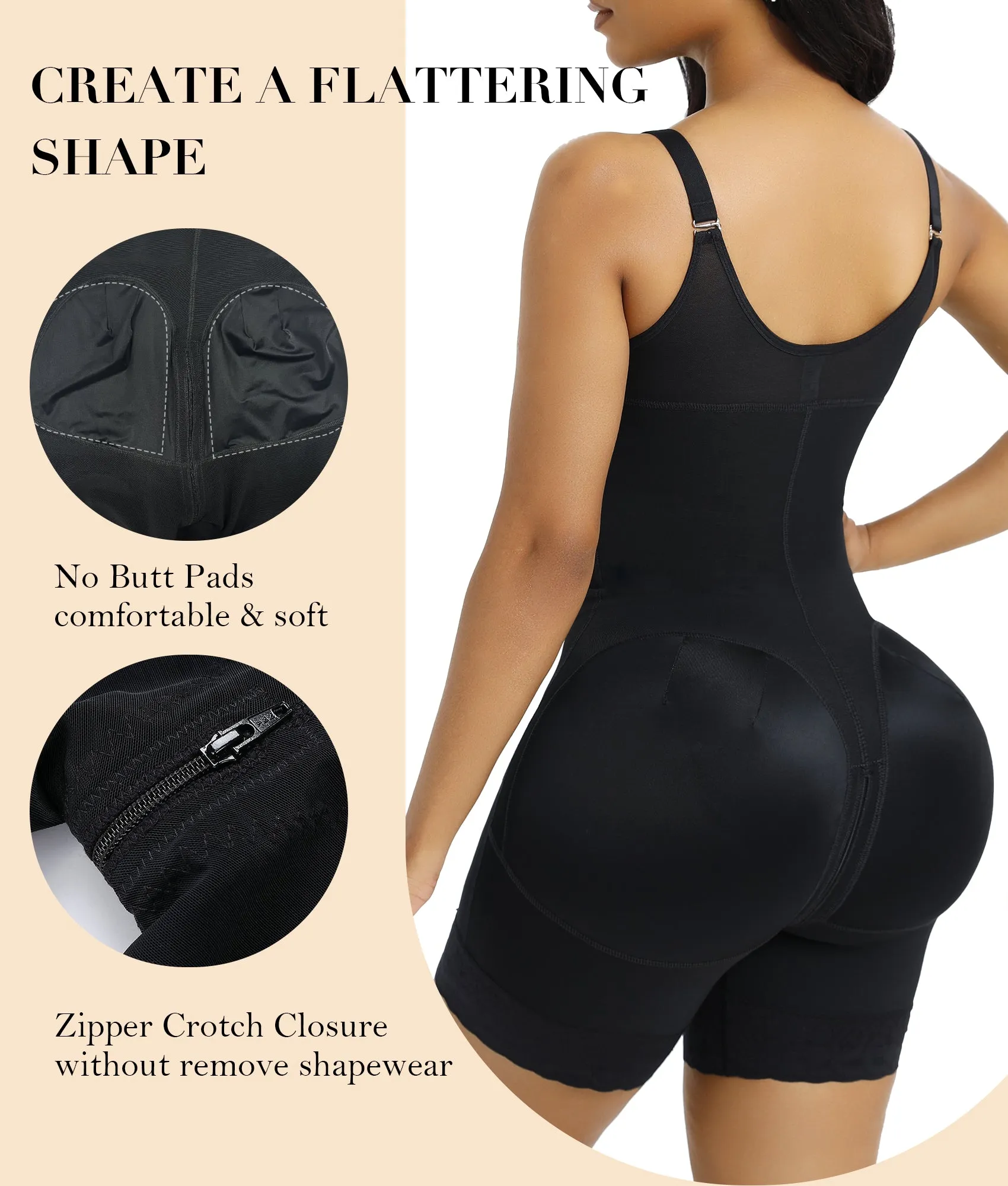 YIANNA Fajas Colombianas Postpartum Shapewear for Women Tummy Control Butt Lifter Body Shaper with Zipper Crotch